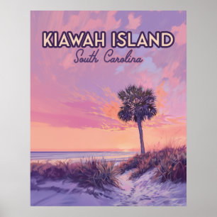 Kiawah Island South Carolina Beach Handflatan Träd Poster