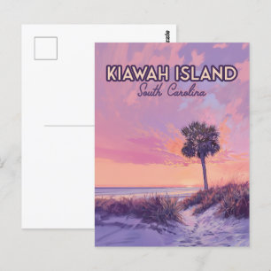 Kiawah Island South Carolina Beach Handflatan Träd Vykort