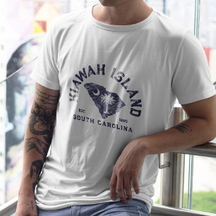 Kiawah Island South Carolina Navy Karta Flagga T Shirt