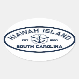 Kiawah Island South Carolina Navy Oars Anchor Ovalt Klistermärke