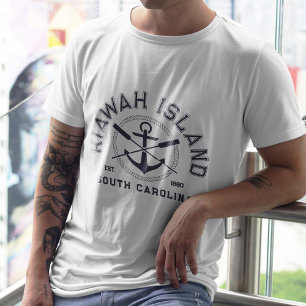 Kiawah Island South Carolina Navy Oars Anchor T Shirt