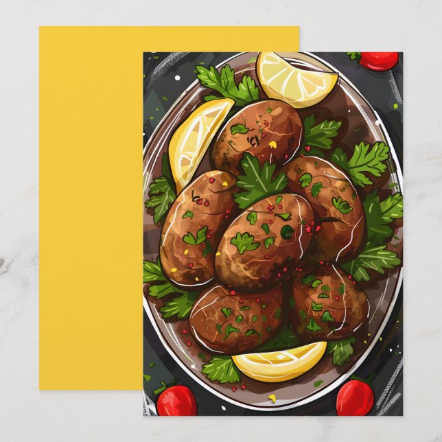 Kibbeh Medelhavet Ölja Arabiska ك ب ة Inbjudningar (Fram/baksida)
