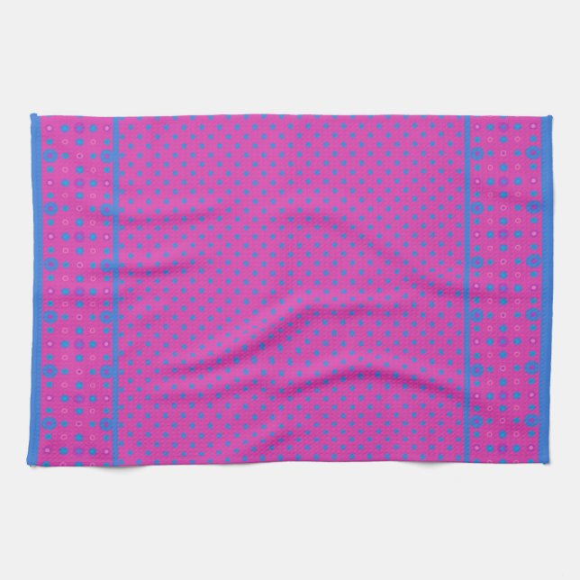 Kichen Towel, Magenta: Bright Blue Dots Kökshandduk (Horisontell)