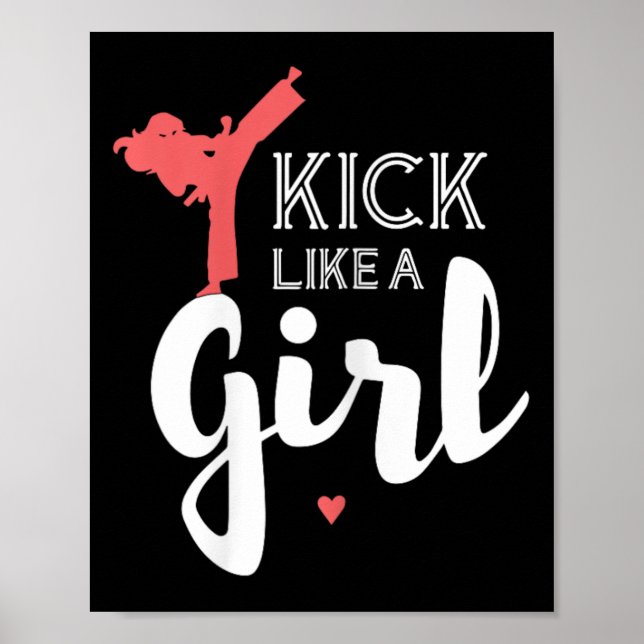 Kick as a Karate Girl Fight Sport Gift Poster (Framsidan)