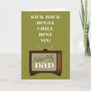 Kick Back Slappna av för Pappa på Fars dag Retro T Kort