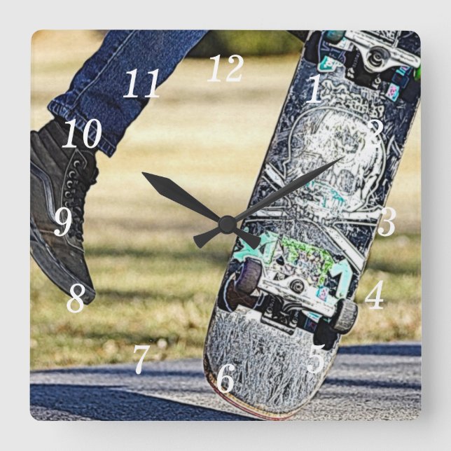 Kick Flied it Painterly Wall Clock Fyrkantig Klocka (Framsida)