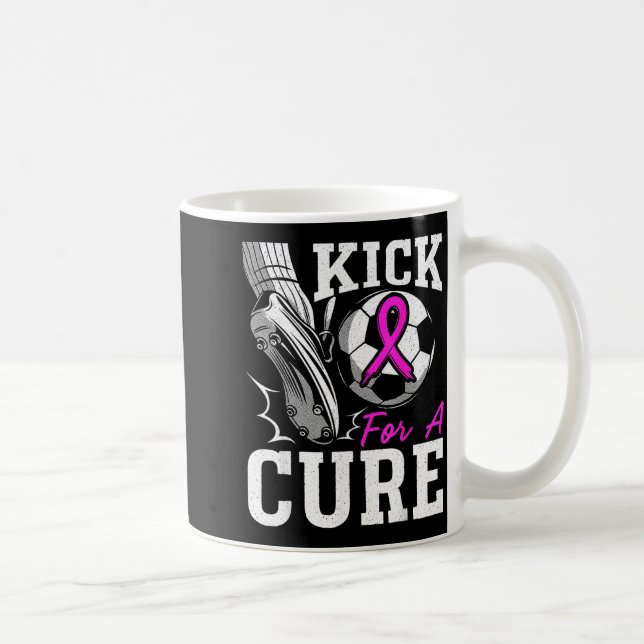 Kick For A Breast Cancer Awareness Nk Ribbon Socce Kaffemugg (Höger)