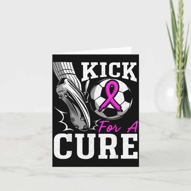 Kick For A Breast Cancer Awareness Nk Ribbon Socce Kort (Framsida)