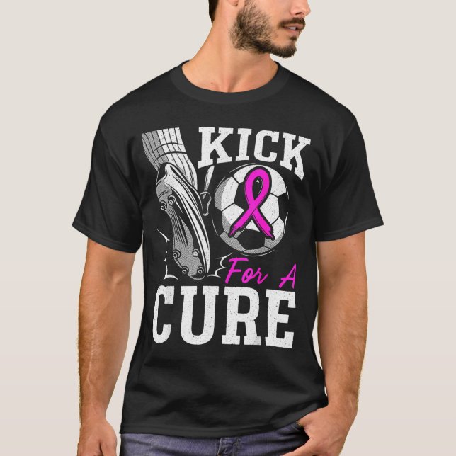Kick For A Breast Cancer Awareness Nk Ribbon Socce T Shirt (Framsida)