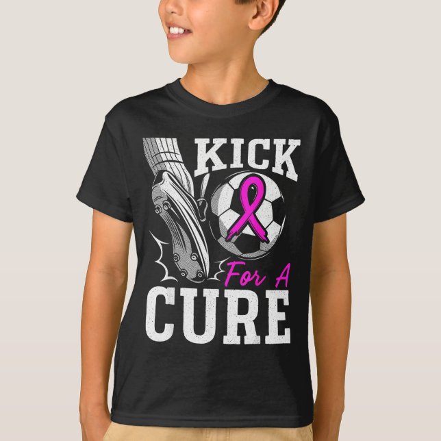 Kick For A Breast Cancer Awareness Nk Ribbon Socce T Shirt (Framsida)