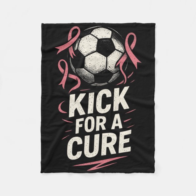 Kick For A Cure - Bröstcancer Fotboll Support  Fleecefilt (Framsidan)