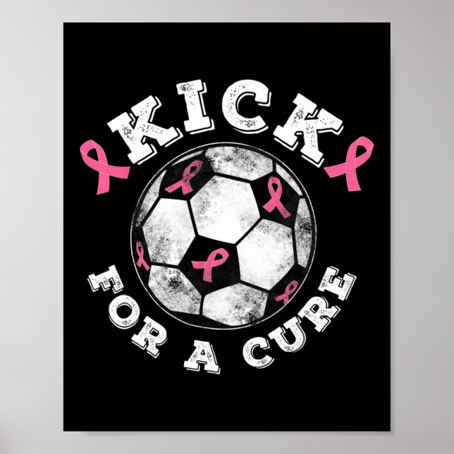 Kick For A Cure Pink Ribbon Breast Cancer Awarenes Poster (Framsidan)