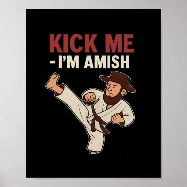 Kick Me Im Amish Karate Spin Kick Graphic Poster (Framsidan)