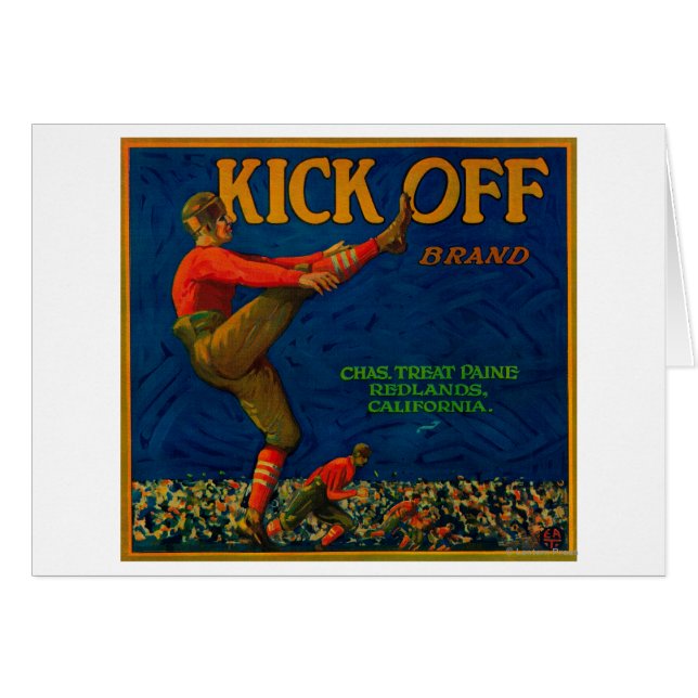 Kick Off Orange LabelRedlands, CA Hälsningskort (Framsidan Horizontal)