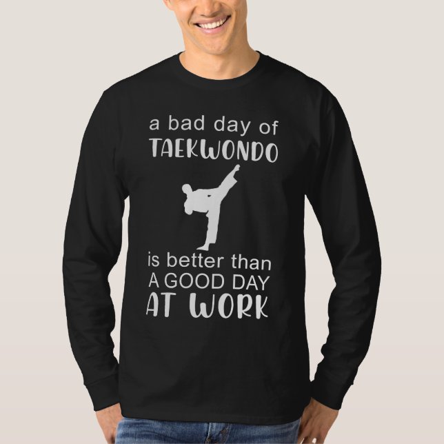 Kick Out Stressar med Dag för Taekwondo Tee - St (Framsida)