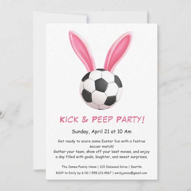 Kick & Peep Party - Påsk - Fotbollsinbjudan Inbjudningar (Framsida)