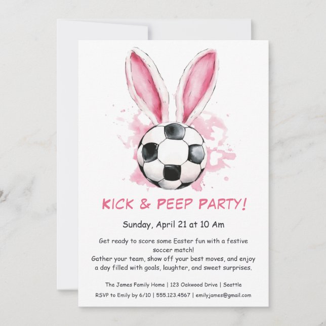 Kick & Peep Party - Påsk - Fotbollsinbjudan Inbjudningar (Framsida)