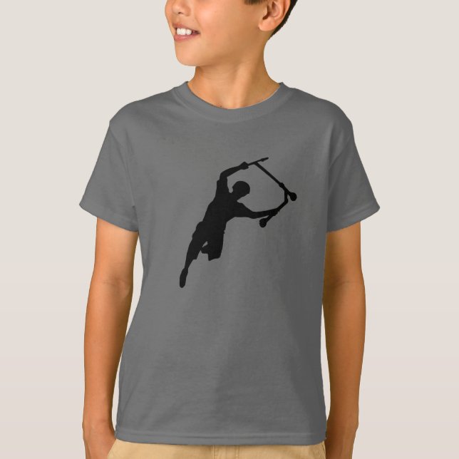 Kick Scooter Sport Roligt Silhouette T Shirt (Framsida)