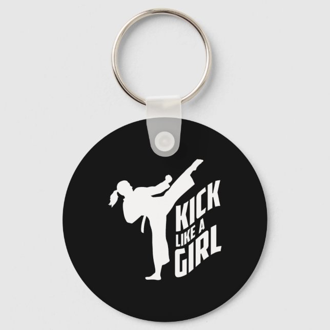 Kick som en flicka-karate Kickboxing Girl Nyckelring (Framsida)
