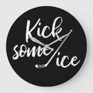 Kick some Ice Hockey Quote Stor Klocka