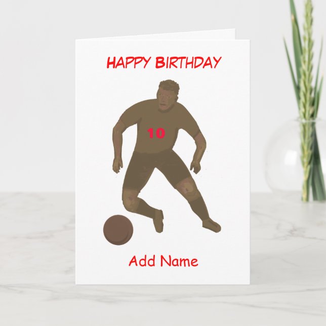 Kick that Boll Birday Card add age & namn front fr Kort (Framsida)