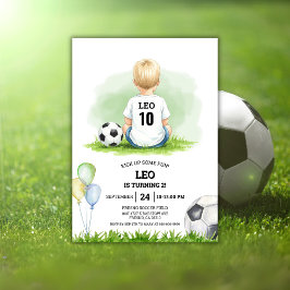 Kick up some fun Soccer Ball Boys Birthday Party I Inbjudningar