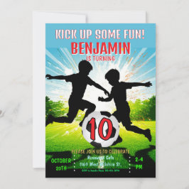 Kick Up Some Fun Soccer Ball Boys Birthday Party  Inbjudningar