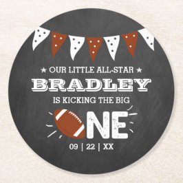 Kicka Big One | Fotboll 1:a födelsedag Underlägg Papper Rund