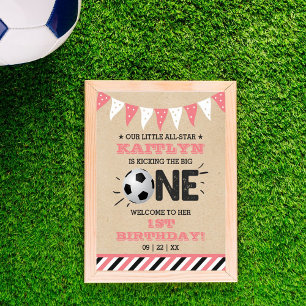 Kicka Big One Fotboll 1:a födelsedag Välkommen Poster