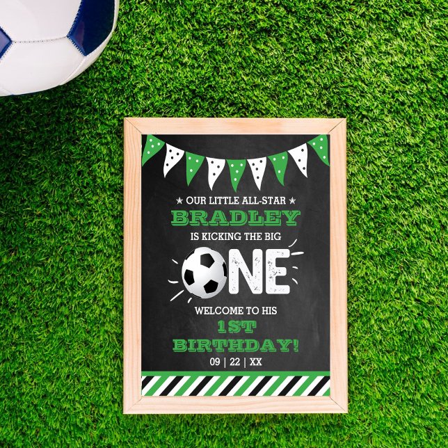 Kicka Big One | Fotboll 1:a födelsedag Välkommen Poster (Skapare uppladdad)