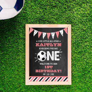 Kicka Big One Fotboll 1:a födelsedag Välkommen Poster