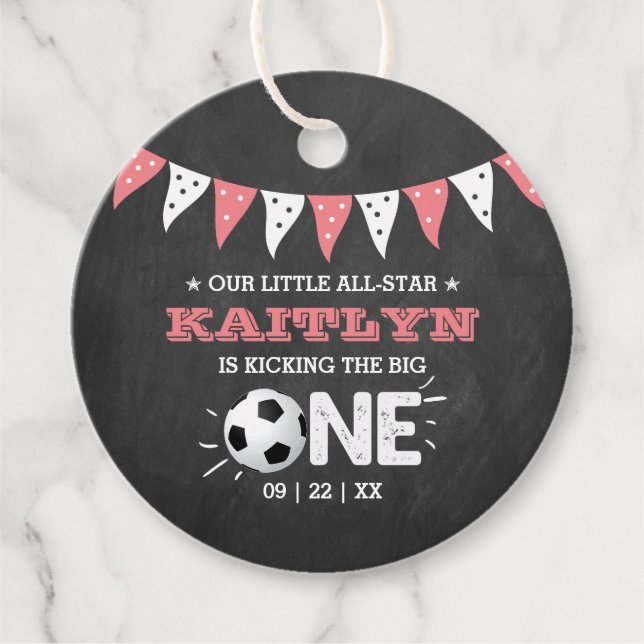 Kicka Big One | Fotboll 1 födelsedag Gåvor Etiketter (Framsida)