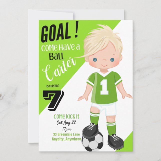 Kicka det 1 födelsedagsinbjudningskort inbjudningar (Framsida)