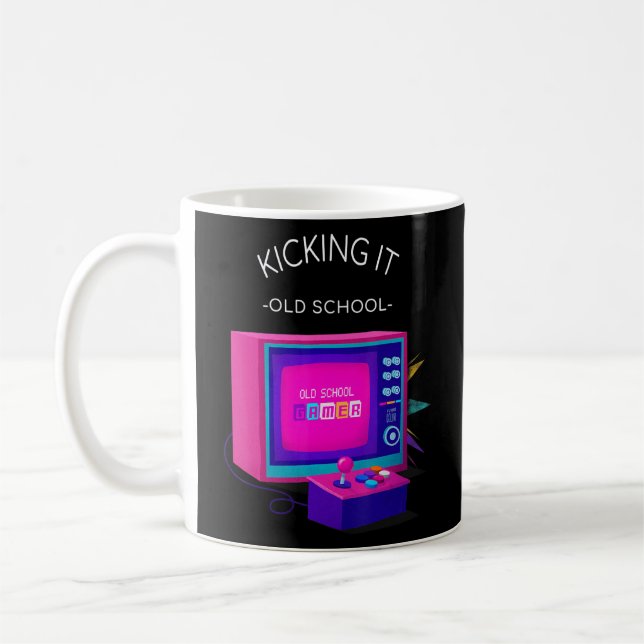 Kicka IT-spel i Old school Retro 7 Kaffemugg (Vänster)