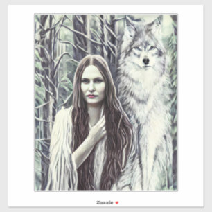 Kickapoo Indian Brujah White Varg original art Klistermärken