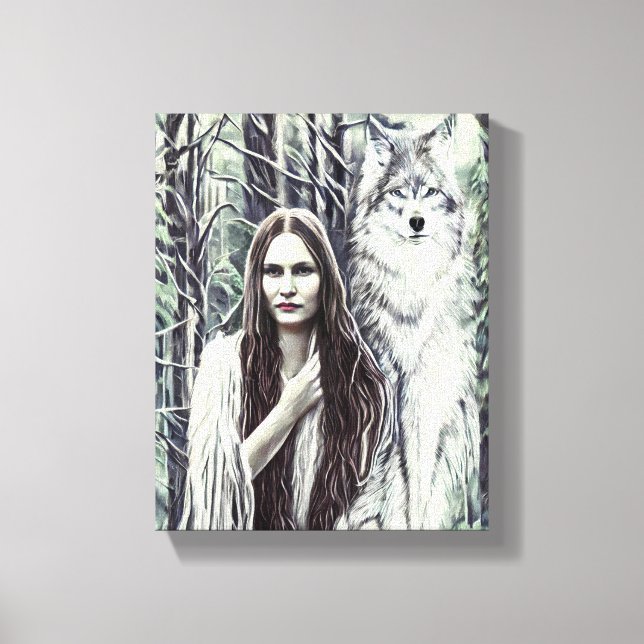 Kickapoo Indian Brujah White Wolf original art  Canvastryck (Framsida)