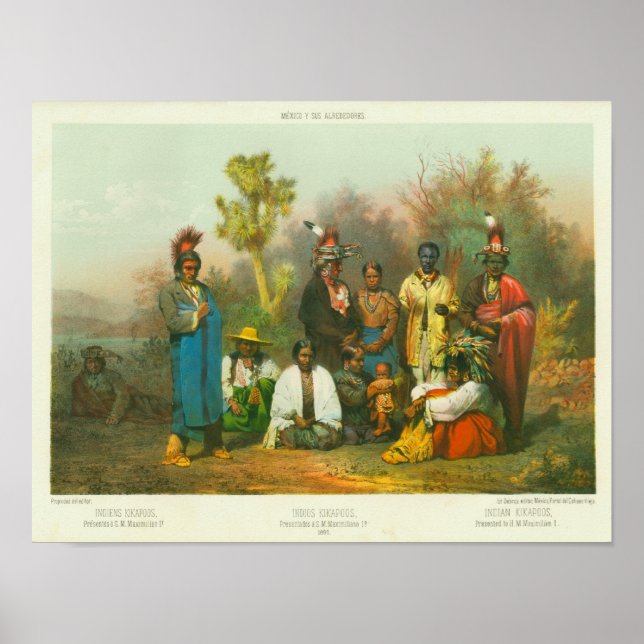 Kickapoo Indian Group, Casimiro Castro, 1864 Poster (Framsidan)