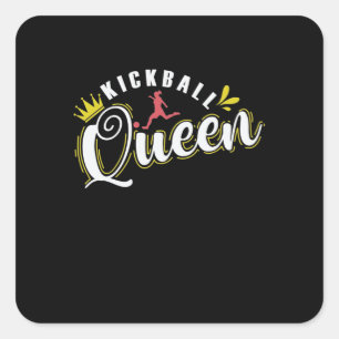 Kickball Queen Gummiball Sport Amerika Fyrkantigt Klistermärke