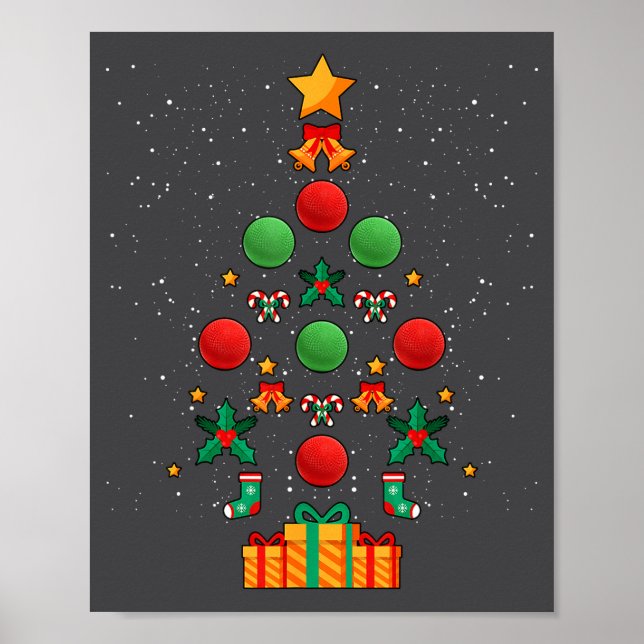 Kickball Team Christmas Tree Xmas  Poster (Framsidan)