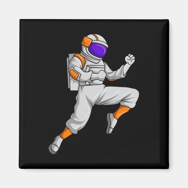 Kickboxande Astronaut Kickboxare Yttre rymden Kara Magnet (Framsidan)