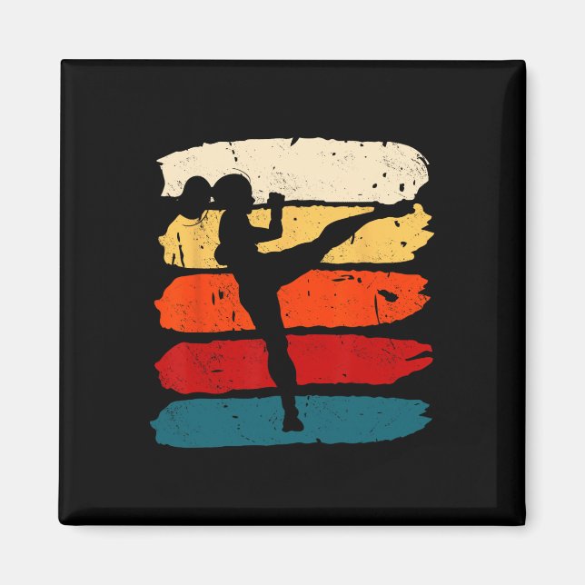 Kickboxande kvinna Kickboxare Karate Boxning Mma F Magnet (Framsidan)