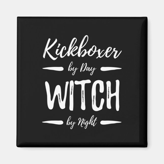 Kickboxare Häxa Rolig Kickboxning Halloween Kostym Magnet (Framsidan)