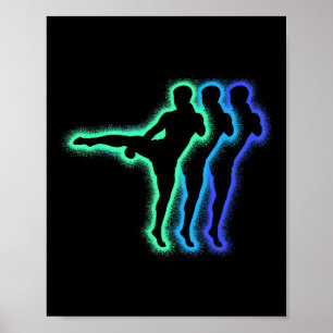 Kickboxare Kampsportssilhuetter Män Barn Pojkar K Poster