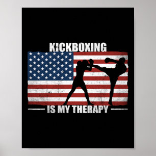 Kickboxer Amerikansk Flagga Vintage Us Kickboxing Poster