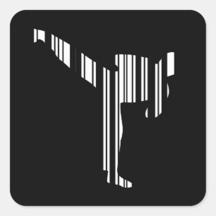 KICKBOXER PUB CODE Kickboxing Barcode Mönster Fyrkantigt Klistermärke