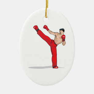 kickboxerkickboxerbild julgransprydnad keramik