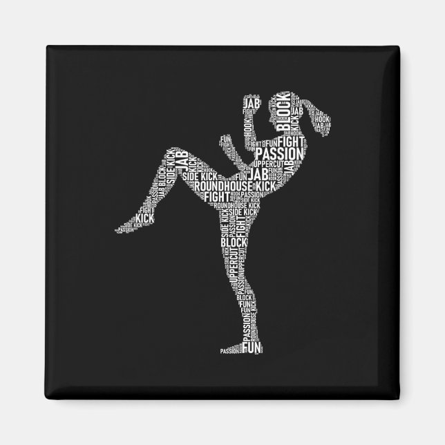 Kickboxertypografi - Kickboxing Blandad martial Ar Magnet (Framsidan)