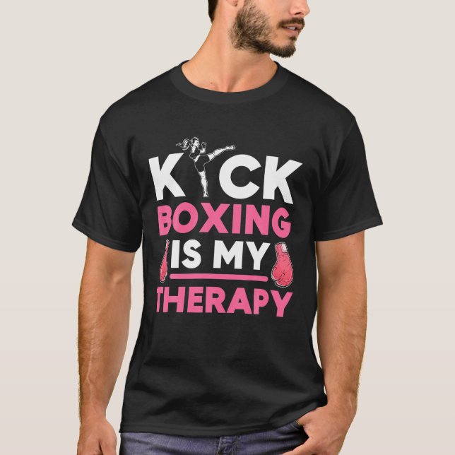 Kickboxing är min terapi t shirt (Framsida)