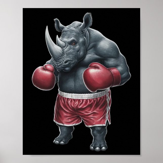 Kickboxing Boxing Boxer Rhino Workout Muay Thai Rh Poster (Framsidan)