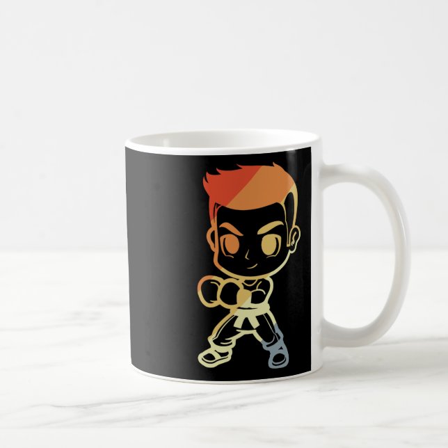 Kickboxing Boy Cartoon Look Kickboxer Karate  Kaffemugg (Höger)